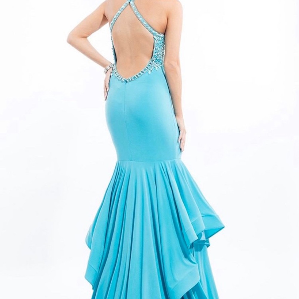 Rachel Allan Aqua Teired Dress - Picture 3 of 4